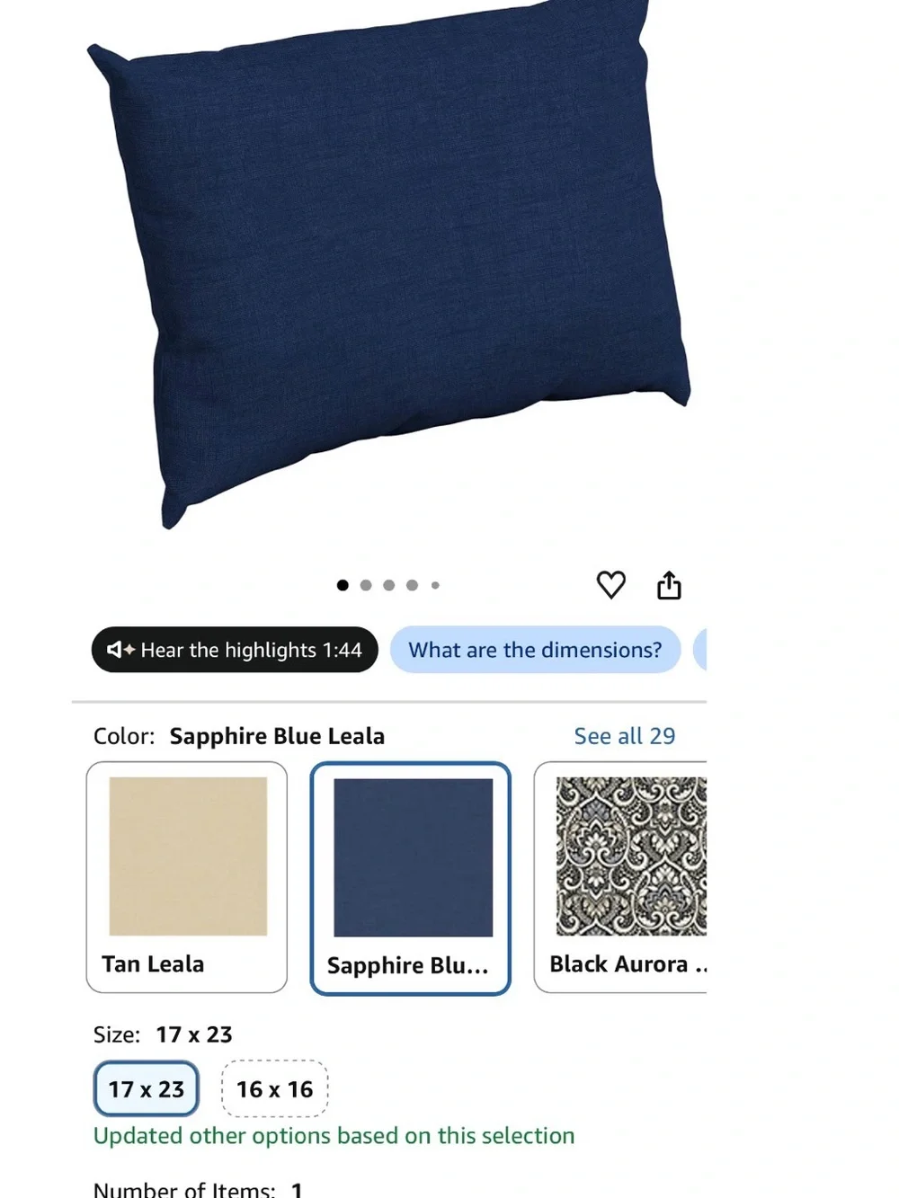 Ardene Navy Blue Outdoor Chair Cushion